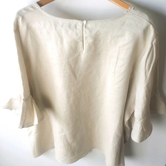 NEW! FOR CYNTHIA Linen Ruffle Sleeve Blouse 3X. - Picture 3 of 4